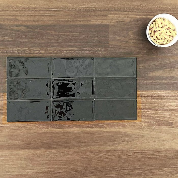Agnita Black 75x150mm Gloss Wall Tile (1m2 box) - Italian made