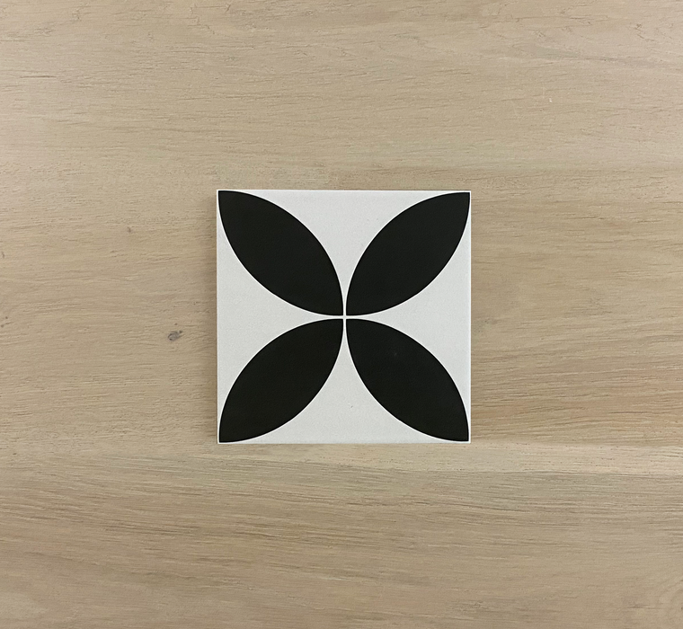 Eclectica Flora Black 200x200mm Matt Floor Tile (1m2 box)
