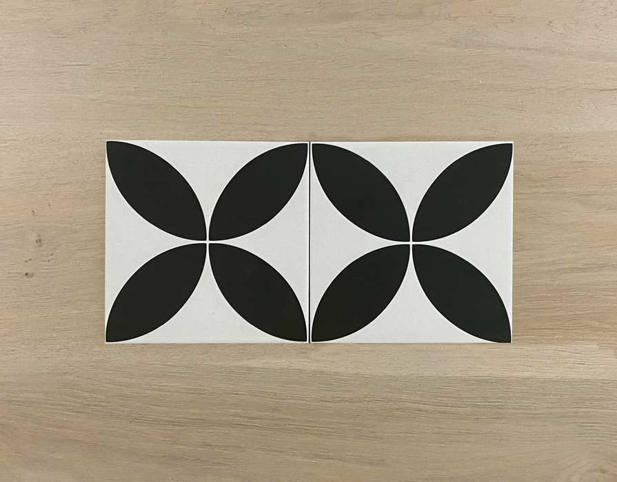 Eclectica Flora Black 200x200mm Matt Floor Tile (1m2 box)