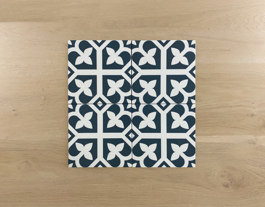 Eclectica Bloom Navy Blue 200x200mm Matt Floor Tile (1m2 box)