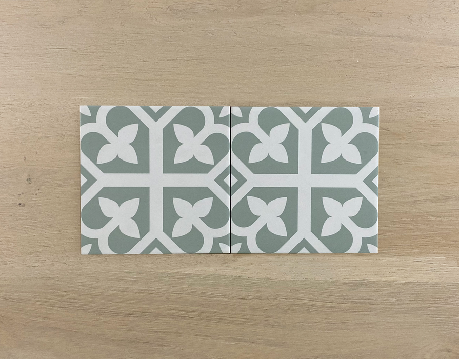 Eclectica Bloom Pale Green 200x200mm Matt Floor Tile (1m2 box)