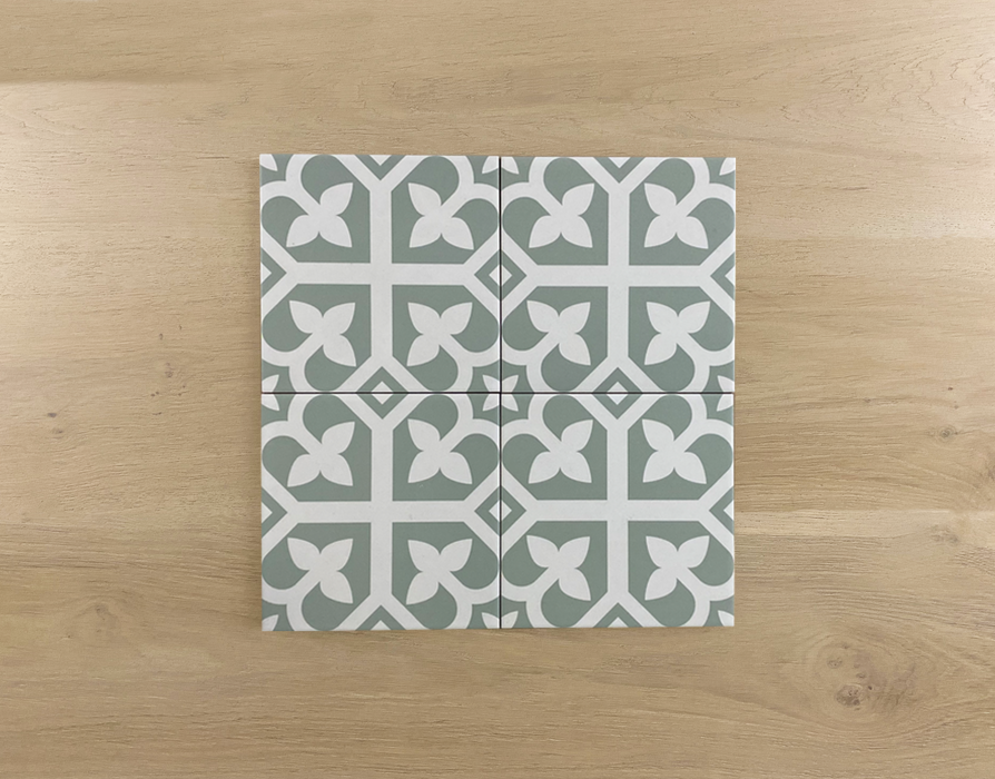 Eclectica Bloom Pale Green 200x200mm Matt Floor Tile (1m2 box)