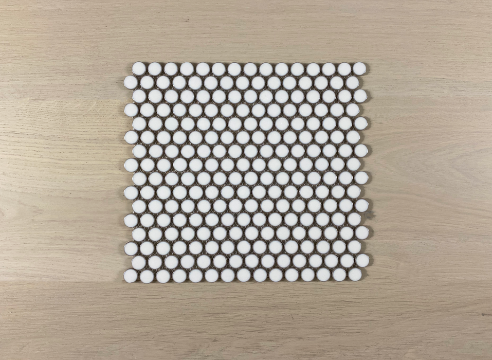 Chic White 19mm (309x315mm sheet size) Gloss Penny Round Mosaic Wall Tile (Sold as whole box) 1.947m2