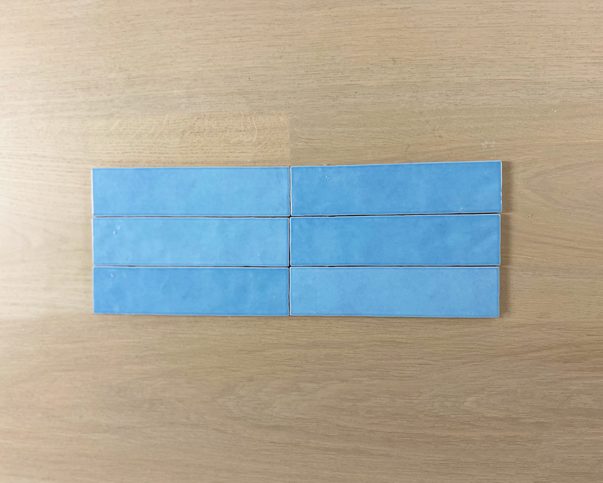 Amia Baby Blue 58x242mm Gloss Wall Tile (0.98m2 box)