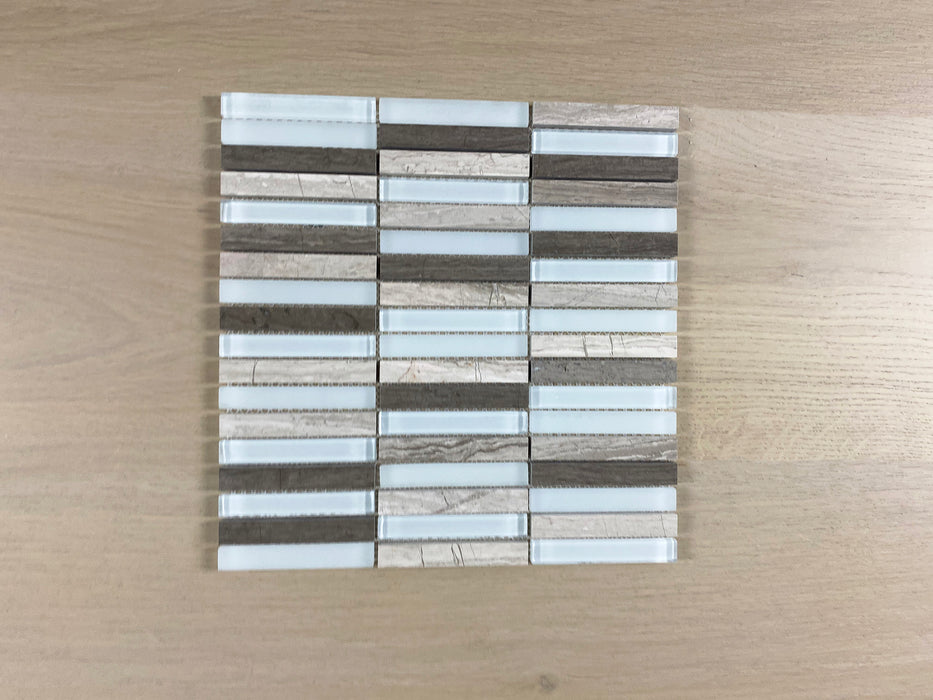 Marmo Silver Travertine-look Bianco 150x980mm Finger Mosaic (11 sheets, 1.62m2 box)