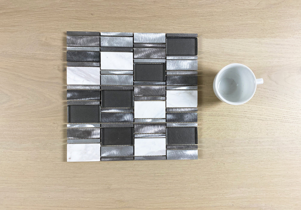 Metalli Industrial Carrara-look 296x300mm Mosaic (11 sheets, 0.98m2 box)