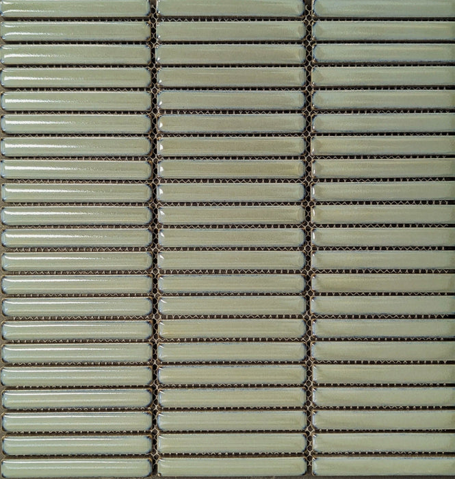 Tahiti Green (292x292mm sheet size) Gloss Finger Mosaic Wall Tile (Sold as whole box containing 11 sheets or 0.95m2)