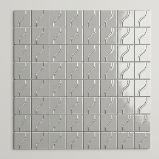 Curve Grey Gloss 83x120mm Mosaic Wall Tile — hero product shot