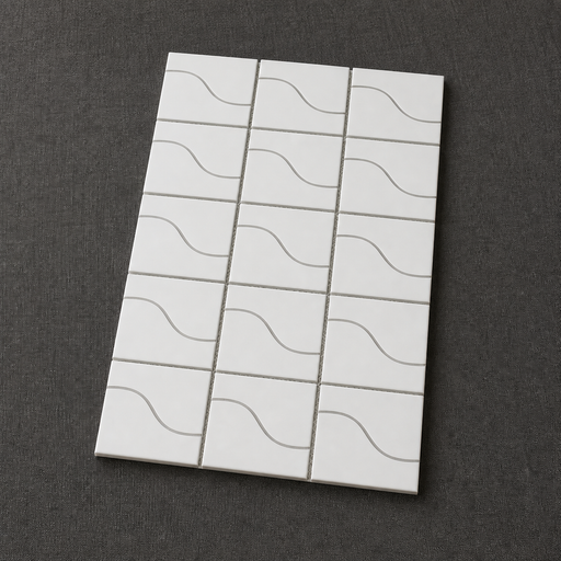 Curve White Matt 83x120mm Mosaic Wall Tile — hero product shot