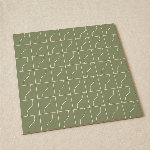 Curve Garden Green Matt 83x120mm Mosaic Wall Tile — hero product shot