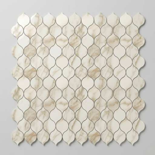Marvel Royal Calacatta Drop Mosaic 272x297mm sheet White Body Wall Tile — hero product shot