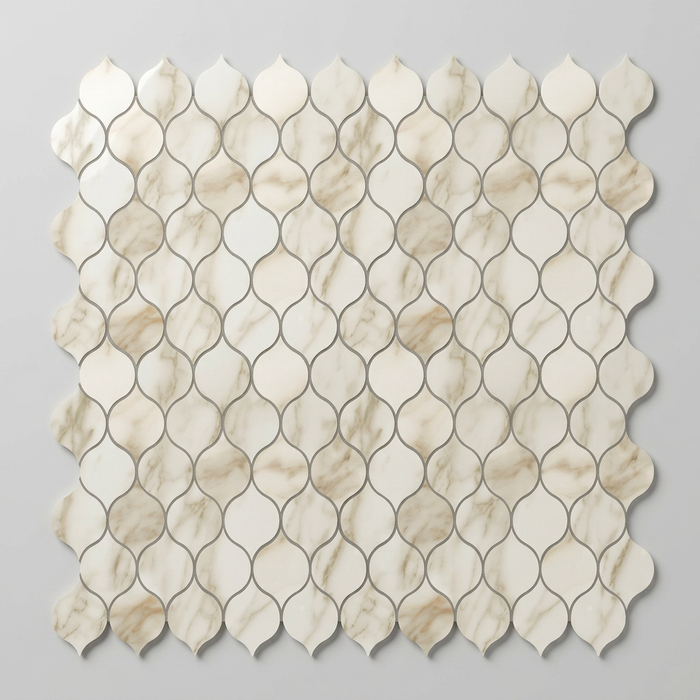 Marvel Royal Calacatta Drop Mosaic 272x297mm sheet White Body Wall Tile — hero product shot