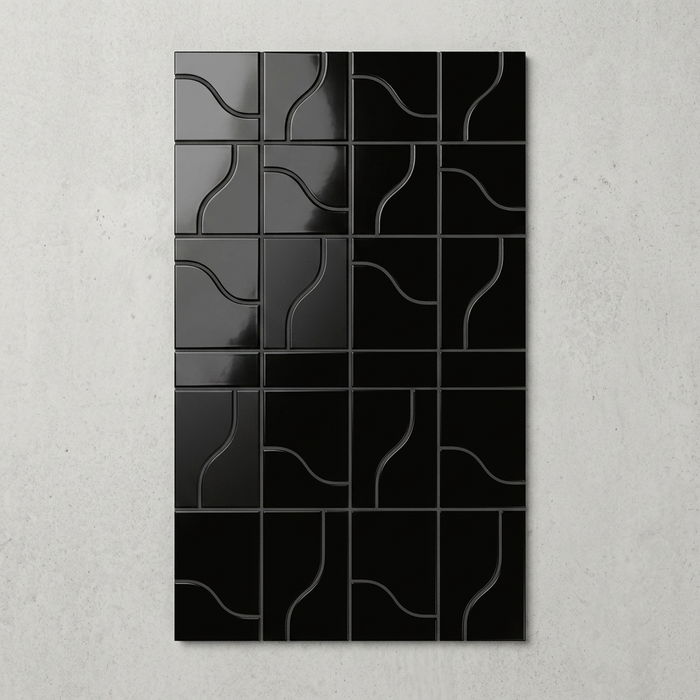 Curve Black Gloss 83x120mm Mosaic Wall Tile (.48m2 box) - image 1