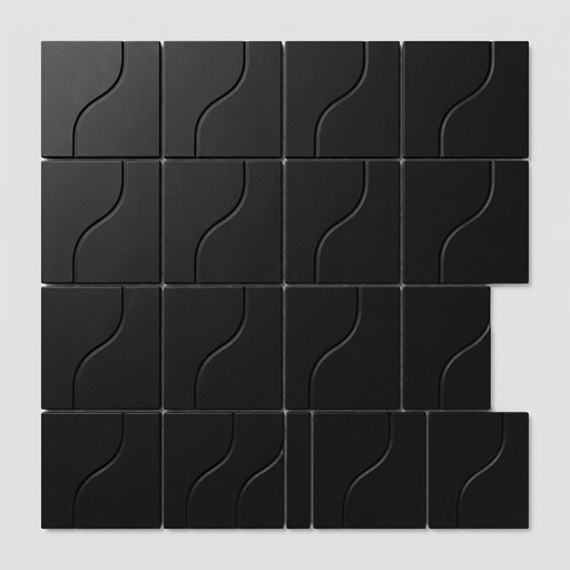 Curve Black Matt 83x120mm Mosaic Wall Tile (.48m2 box) - image 1