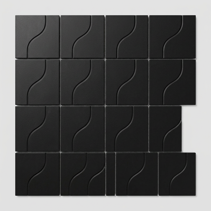 Curve Black Matt 83x120mm Mosaic Wall Tile (.48m2 box) - image 1