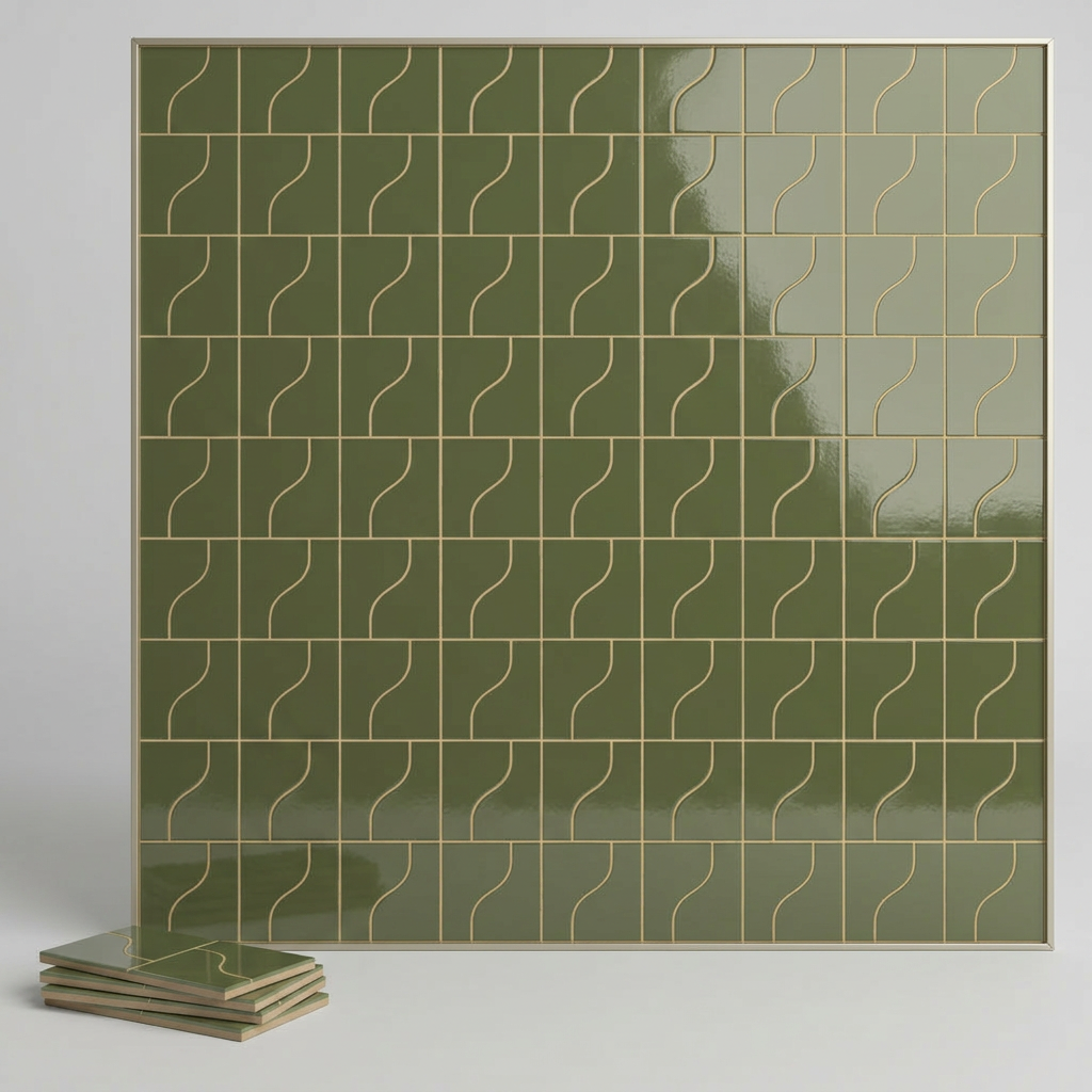 Curve Garden Green Gloss 83x120mm Mosaic Wall Tile (.48m2 box)