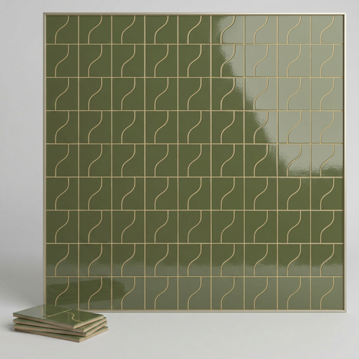 Curve Garden Green Gloss 83x120mm Mosaic Wall Tile (.48m2 box) - image 1