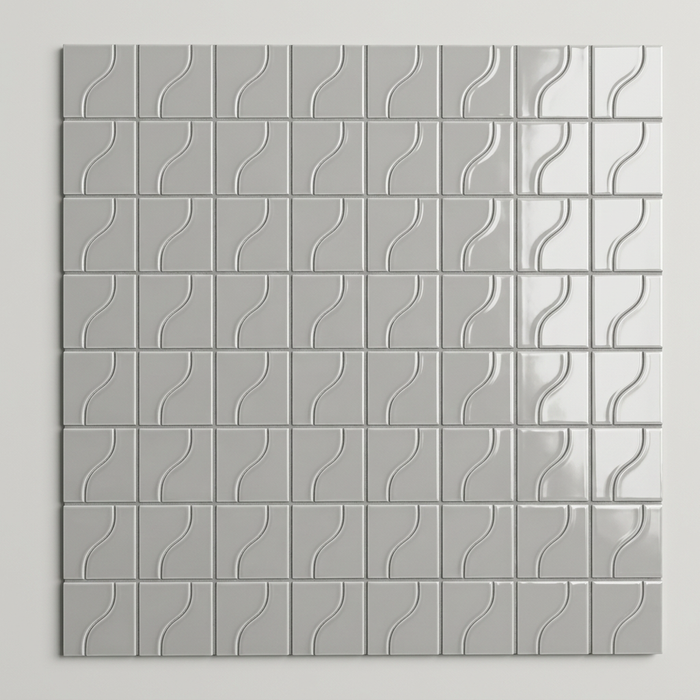 Curve Grey Gloss 83x120mm Mosaic Wall Tile (.48m2 box) - image 1