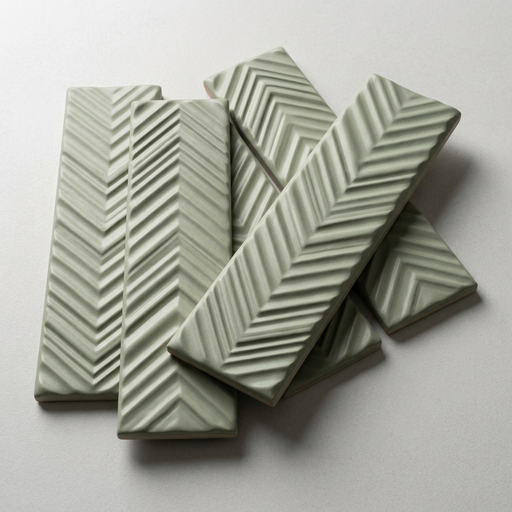 Dust Sage Subway 50x200 Chevron Textured Wall Tile (0.44m2 box) - image 1