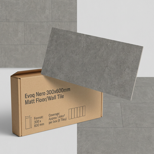 Evoq Nero 300x600mm Matt Floor/Wall Tile (1.44m2 box) - image 1