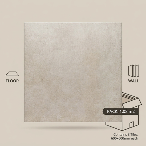 Loft Beige 600x600mm Matte Floor/Wall Tile (1.08m2 per box) - image 1