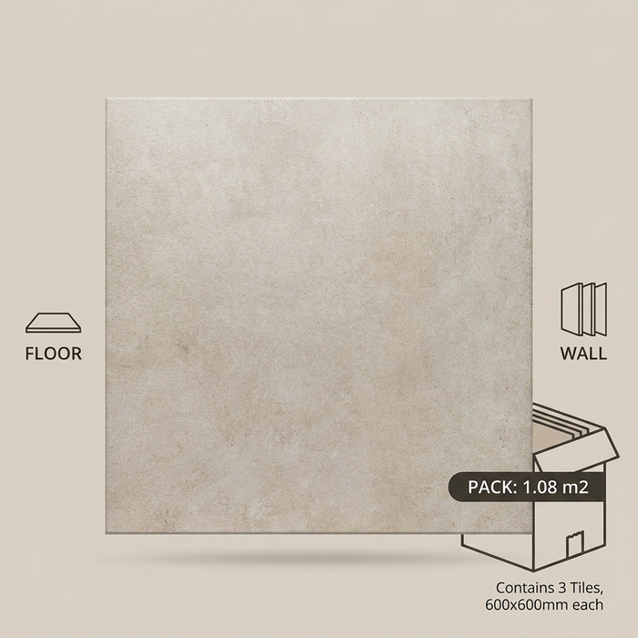 Loft Beige 600x600mm Matte Floor/Wall Tile (1.08m2 per box) - image 1
