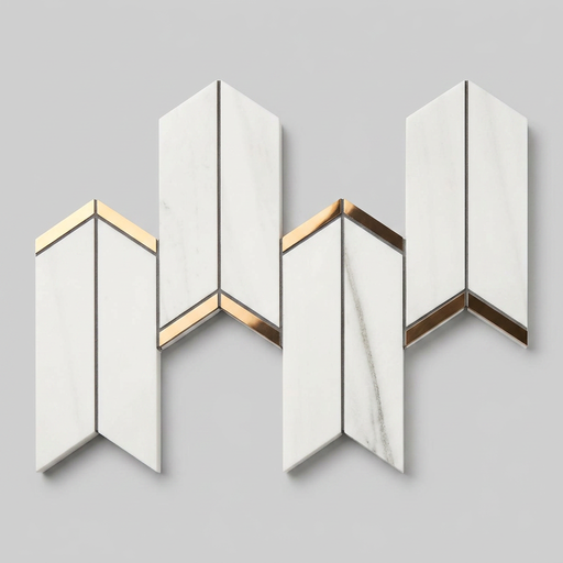 Marvel Chevron Bianco Fantastico 170x414mm sheet Polished White Body Wall Tile (0.42m2 box) - image 1