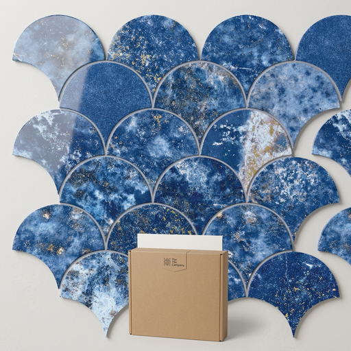 Marvel Fan Ultramarine 290x292mm Polished Finish Mosaic Tile (0.5m2 box) - image 1