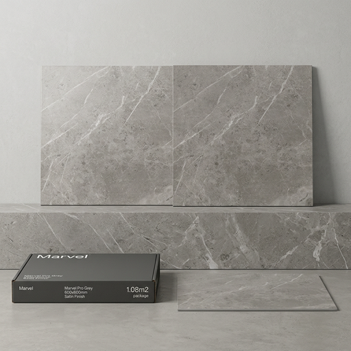 Marvel Pro Grey Fleury 600x600mm Satin Finish Floor Tile (1.08m2 box) *discontinued* - image 1