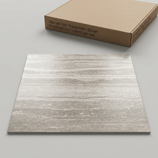 Marvel Pro Travertino Silver 600x600mm Satin Finish Floor Tile (1.08m2 box) - image 1