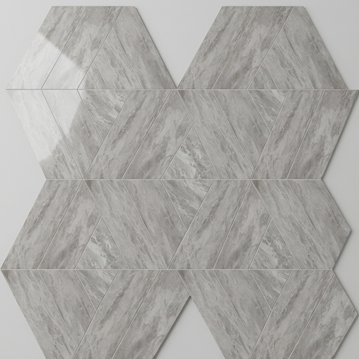 Marvel Stone Bardiglio Grey Chevron 225x229mm Polished Finish Floor Tile (0.31m2 box) - image 1