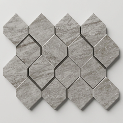 Marvel Stone Bardiglio Grey Mosaic Esagono 282x353mm 3D Finish Wall Tile (0.6m2 box) - image 1