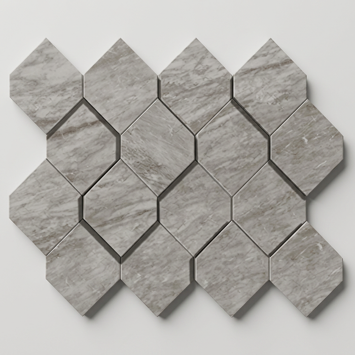 Marvel Stone Bardiglio Grey Mosaic Esagono 282x353mm 3D Finish Wall Tile (0.6m2 box) - image 1