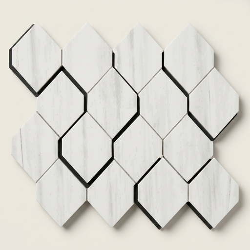 Marvel Stone Bianco Dolomite Mosaic Esagono 282x353mm 3D Finish Wall Tile (0.6m2 box) - image 1