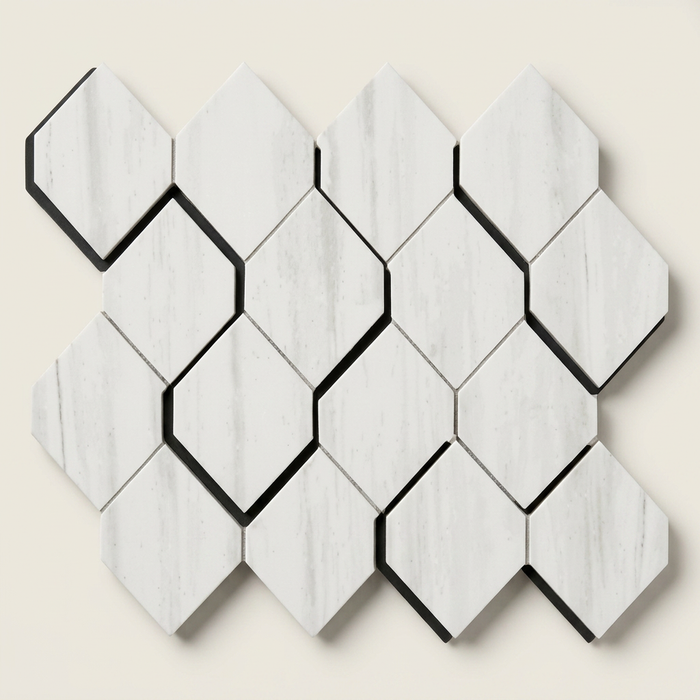 Marvel Stone Bianco Dolomite Mosaic Esagono 282x353mm 3D Finish Wall Tile (0.6m2 box) - image 1