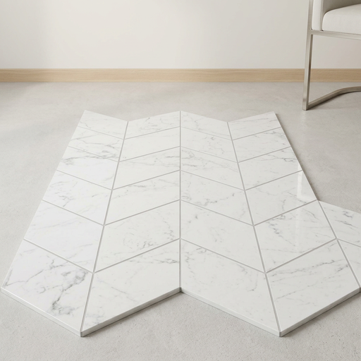 Marvel Stone Carrara Pure Chevron 225x229mm Polished Finish Floor Tile (0.31m2 box) - image 1