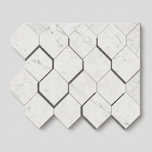 Marvel Stone Carrara Pure Mosaic Esagono 282x353mm 3D Finish Wall Tile (0.6m2 box) - image 1