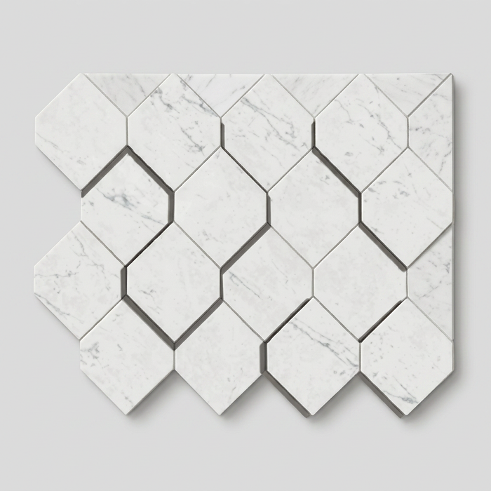 Marvel Stone Carrara Pure Mosaic Esagono 282x353mm 3D Finish Wall Tile (0.6m2 box) - image 1