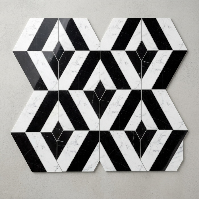 Marvel Stone Chevron Cold 225x229mm Polished Finish Floor Tile (0.31m2 box) - image 1