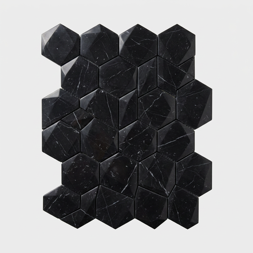 Marvel Stone Nero Marquina Mosaic Esagono 282x353mm 3D Finish Wall Tile (0.6m2 box) - image 1
