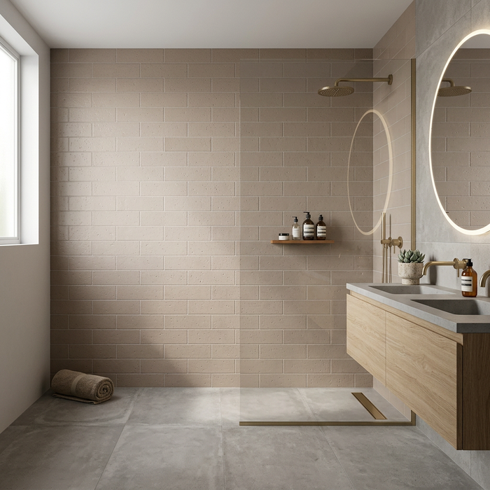 Kalma Morchella Matt Wall Tile 60x186mm — bathroom setting