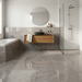 Marvel Pro Grey Fleury 600x600mm Polished Finish Floor Tile — bathroom setting
