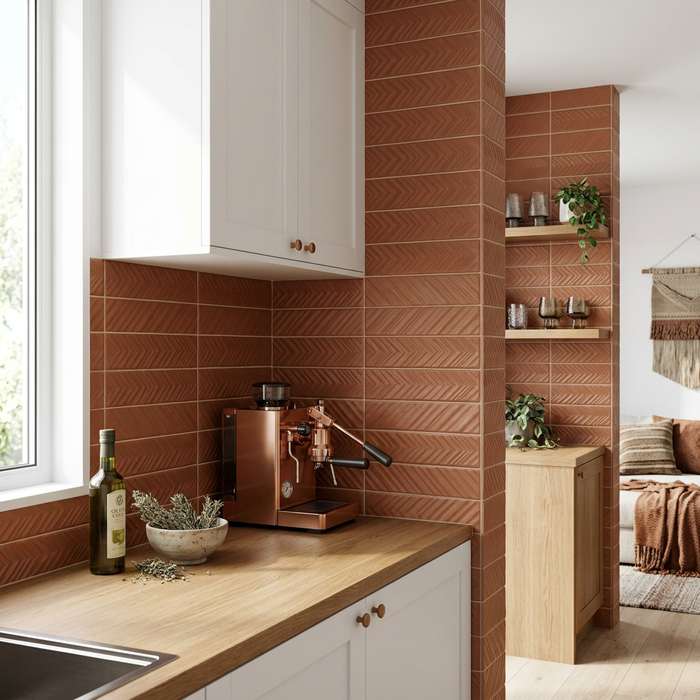 Dust Terrae Subway 50x200 Chevron Textured Wall Tile — image 2