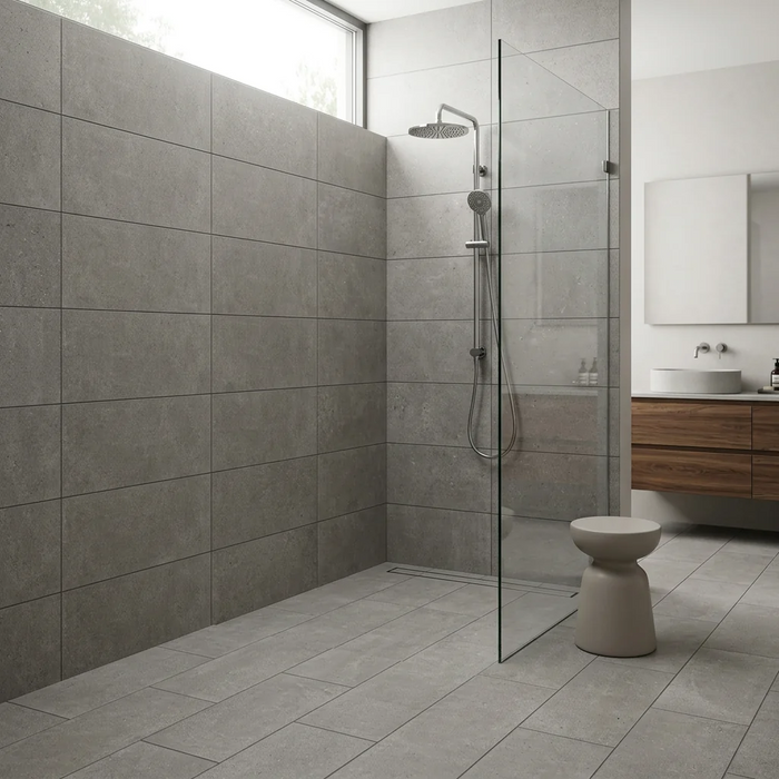 Evoq Nero 300x600mm Matt Floor/Wall Tile — bathroom setting