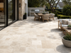 Ivory Mix Travertine Tumbled French Pattern — kitchen setting
