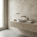 Travertine Ivory Crazy Pave Cross Cut 20mm (per M2) — bathroom setting