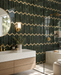 Marvel Chevron Brazil Green 170x414mm sheet Polished White Body Wall Tile — bathroom setting