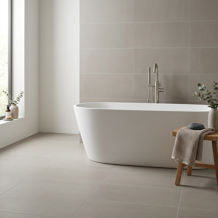 Arkshade Dove 450x900mm Matte Finish Floor Tile — bathroom setting