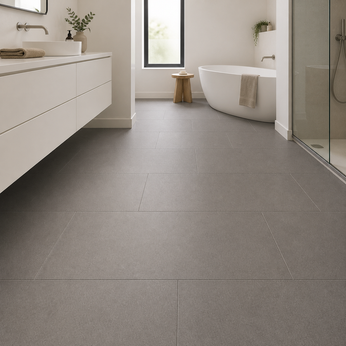Arkshade Lead 450x900mm Matte Finish Floor Tile — bathroom setting