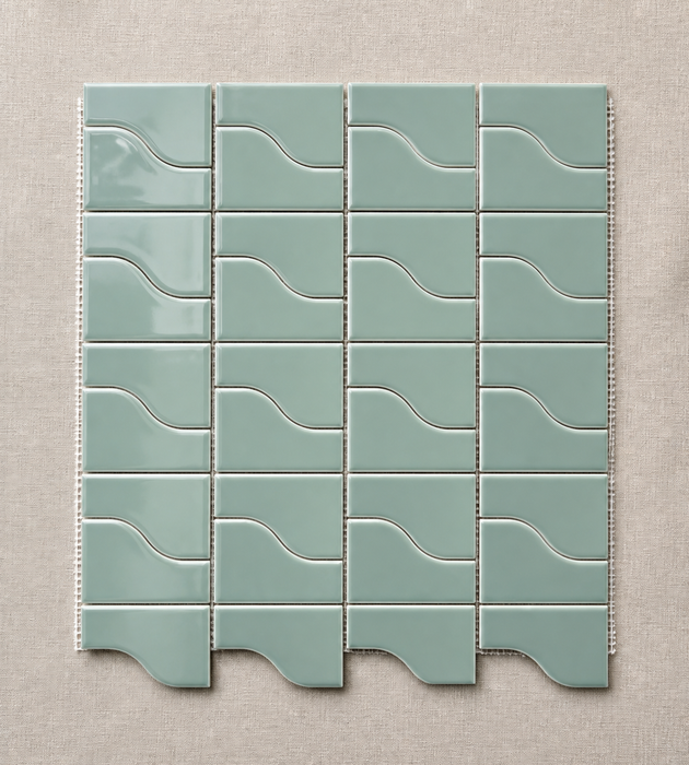 Curve Aquarium Gloss 83x120mm Mosaic Wall Tile — hero product shot